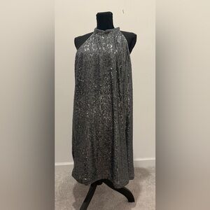 LOFT Shimmering Silver Sequined Dress XL